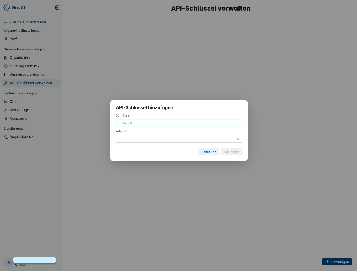 GovAI API-Schlüssel verwalten