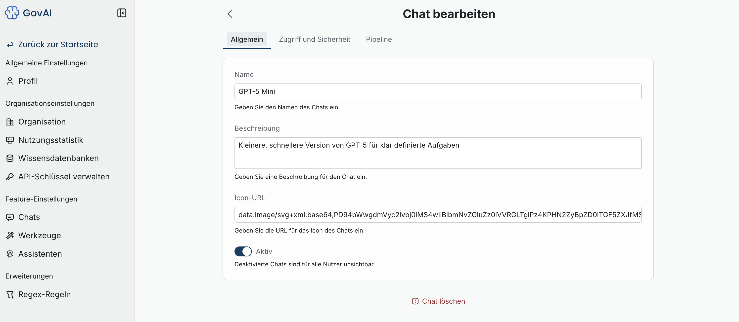 Chat bearbeiten – Allgemein