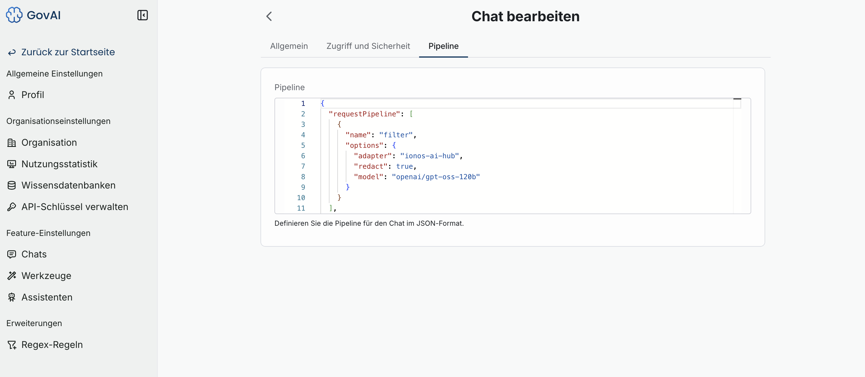 Chat bearbeiten – Pipeline