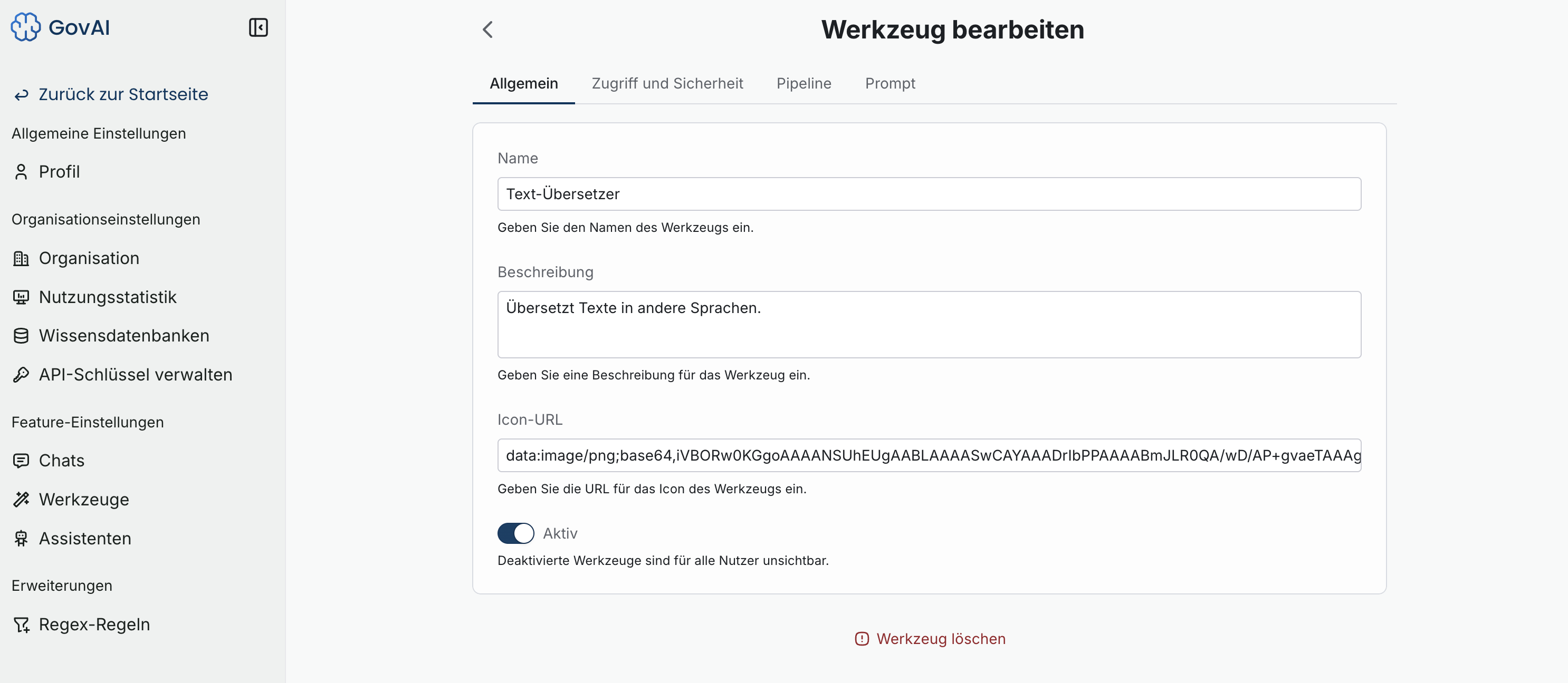 Werkzeug bearbeiten – Allgemein